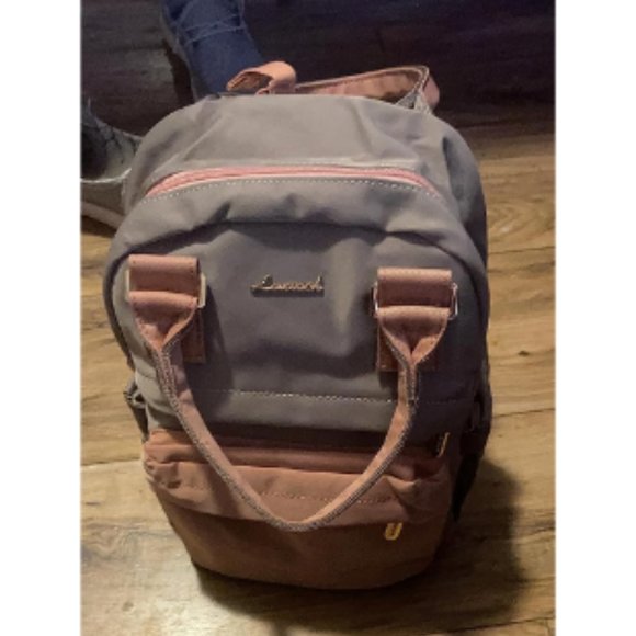 Women Pink & Grey Stylish Waterproof Mini Backpack with USB Port main image 4